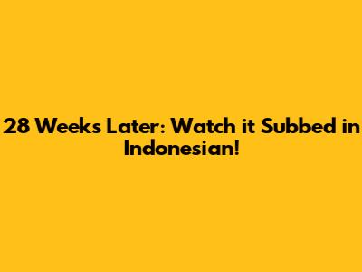 28 Weeks Later: Watch it Subbed in Indonesian!