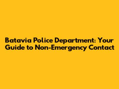 Batavia Police Department: Your Guide to Non-Emergency Contact