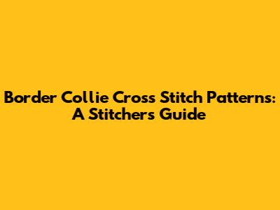 Border Collie Cross Stitch Patterns: A Stitcher's Guide
