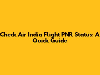 Check Air India Flight PNR Status: A Quick Guide