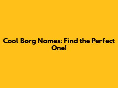 Cool Borg Names: Find the Perfect One!