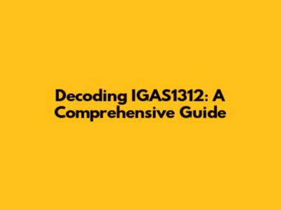 Decoding IGAS1312: A Comprehensive Guide