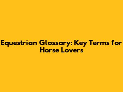 Equestrian Glossary: Key Terms for Horse Lovers