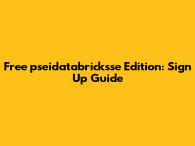 Free pseidatabricksse Edition: Sign Up Guide