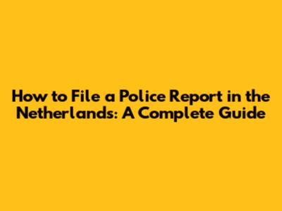 How to File a Police Report in the Netherlands: A Complete Guide