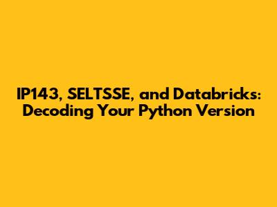 IP143, SELTSSE, and Databricks: Decoding Your Python Version