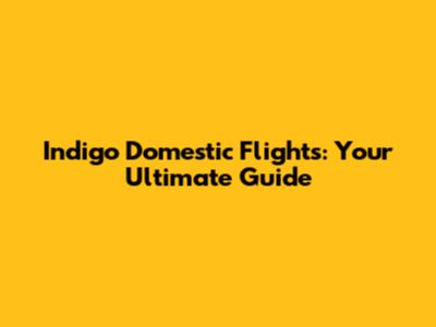 Indigo Domestic Flights: Your Ultimate Guide