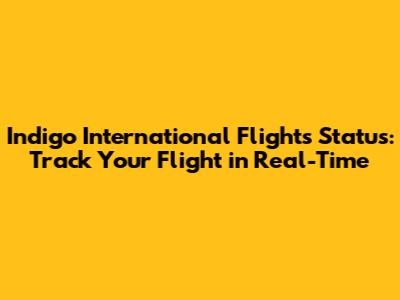 Indigo International Flights Status: Track Your Flight in Real-Time