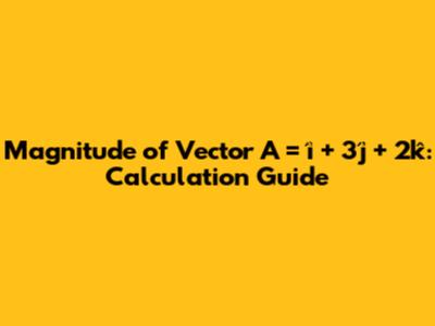 Magnitude of Vector A = î + 3ĵ + 2k̂: Calculation Guide