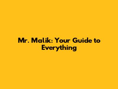 Mr. Malik: Your Guide to Everything