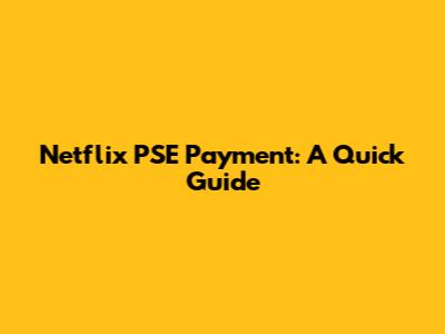Netflix PSE Payment: A Quick Guide