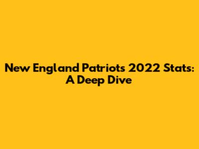 New England Patriots 2022 Stats: A Deep Dive