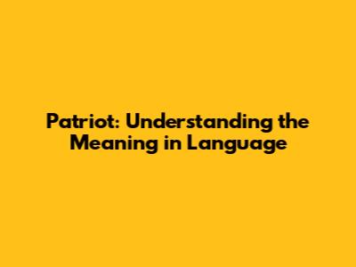 Patriot: Understanding the Meaning in Language
