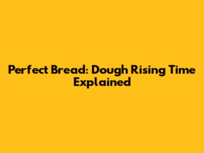 Perfect Bread: Dough Rising Time Explained
