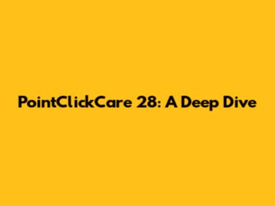 PointClickCare 28: A Deep Dive