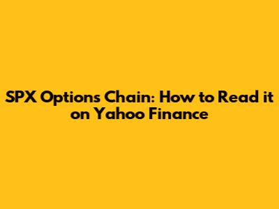 SPX Options Chain: How to Read it on Yahoo Finance