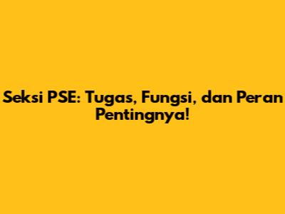 Seksi PSE: Tugas, Fungsi, dan Peran Pentingnya!