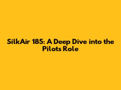SilkAir 185: A Deep Dive into the Pilot's Role
