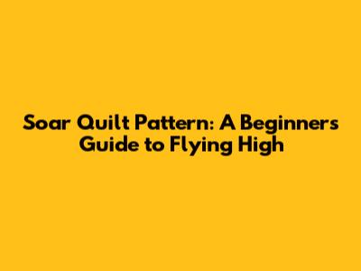 Soar Quilt Pattern: A Beginner's Guide to Flying High