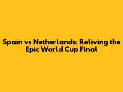 Spain vs Netherlands: Reliving the Epic World Cup Final