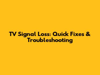 TV Signal Loss: Quick Fixes & Troubleshooting