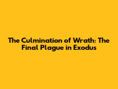 The Culmination of Wrath: The Final Plague in Exodus
