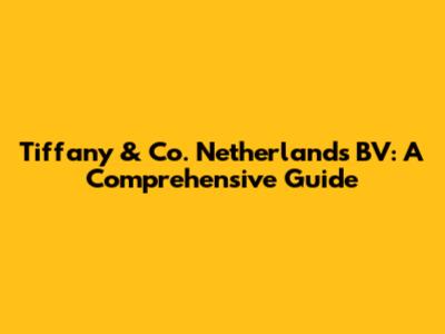 Tiffany & Co. Netherlands BV: A Comprehensive Guide