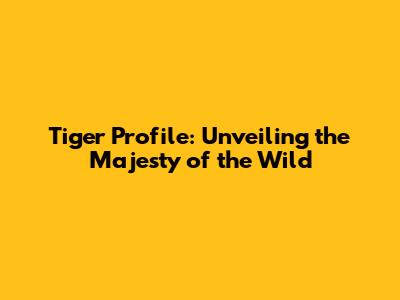 Tiger Profile: Unveiling the Majesty of the Wild