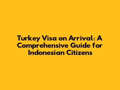 Turkey Visa on Arrival: A Comprehensive Guide for Indonesian Citizens