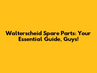 Walterscheid Spare Parts: Your Essential Guide, Guys!