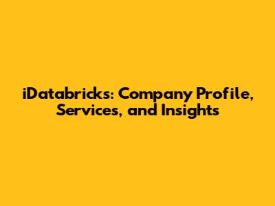 iDatabricks: Company Profile, Services, and Insights